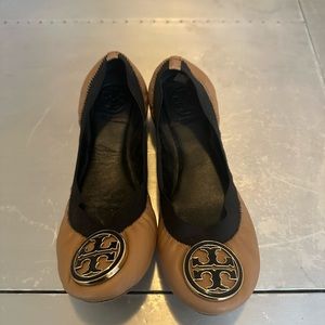 Tory Burch Brown and Black Ballet Slippers - 5.5